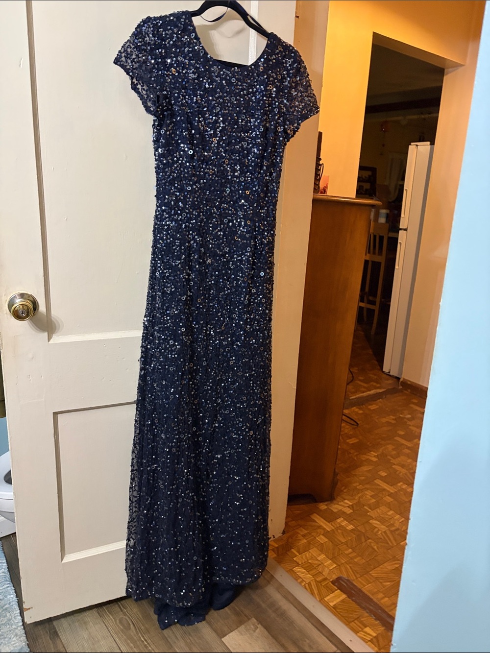 Adrianna Papell long navy dress 10
